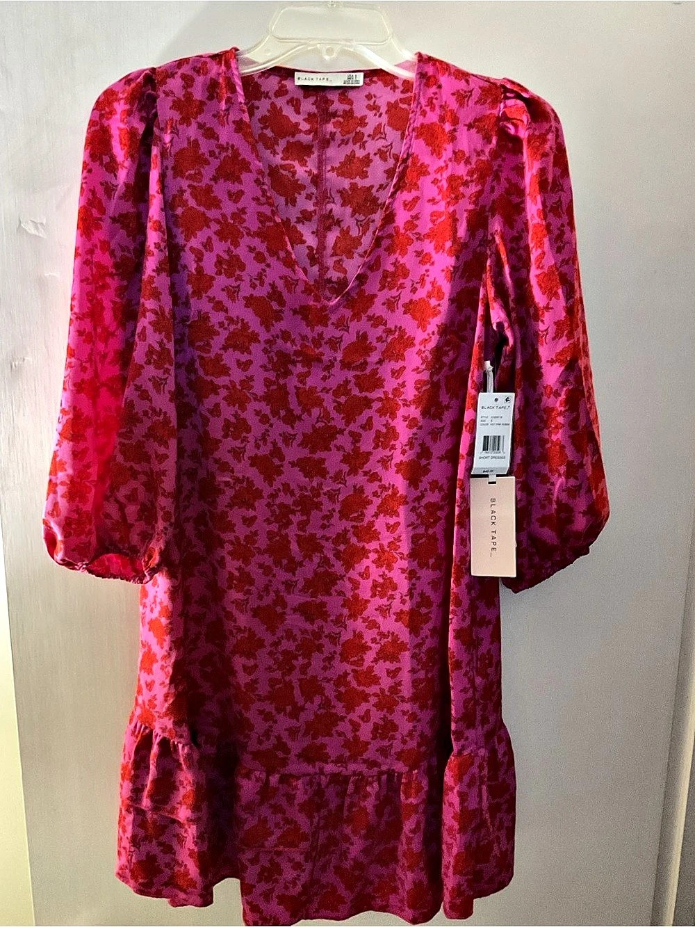 Black Tape Short Floral & Flirty Mini Dress in Pink & Red NWT